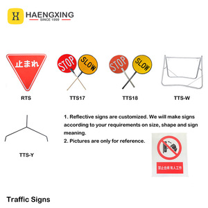 Señal de tráfico reflectante, Control de seguridad en carretera, aluminio de doble cara, Octagonal de 600mm, señal lenta de parada manual - Product Image 5