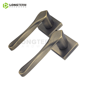 Manija de bloqueo de mortaja de roseta cuadrada de hardware a largo plazo, palanca de puerta de cobre negro dorado de lujo, juego de manija de puerta Interior de aleación de Zinc - Product Image 4
