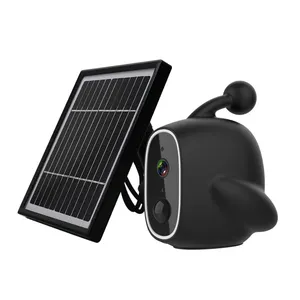 sonnette 2 solaire chargeur Suppliers-Caméra de surveillance dôme solaire Ptz Full Hd 1080p, dispositif de sécurité sans fil, avec panneau solaire, fonctionnement à piles, 3mp 2k