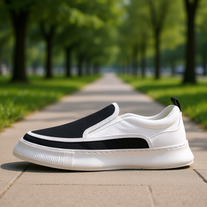 Chaussures décontractées pour hommes en toile, à enfiler, bout rond, respirantes, semelle intermédiaire en EVA, semelle extérieure en caoutchouc, toutes saisons - Product Image 2