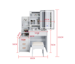 <span class=keywords><strong>Commode</strong></span> en bois blanc avec miroir de maquillage et tabouret – Offre spéciale <span class=keywords><strong>pour</strong></span> <span class=keywords><strong>chambre</strong></span> à coucher – Style MDF - Product Image 6