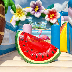 Castillo inflable comercial con tobogán, diseño de flamenco, para niños. - Product Image 5