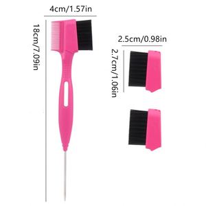 Peigne à cheveux imperméable double face en ABS avec poils pour le contrôle des bords, brosse à sourcils 3-en-1, vente en gros - Product Image 2