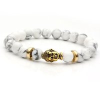 Bracelet Tête de Bouddha XM, très populaire, en turquoise blanche et œil de tigre, or avec fil élastique transparent, bijou de mode
