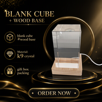 Boîte cadeau 6*6*10cm, cube de cristal 3D gravé au laser, avec base en bois et lumière LED, pour souvenirs