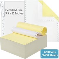 Papier continu autocopiant blanc et jaune 2400 feuilles 9,5 x 11 pouces perforé pour imprimante matricielle