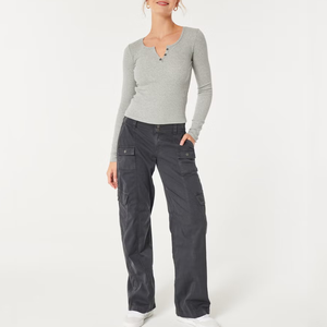 <strong>Womens</strong> Long Sleeve Shirts Casual Fall <strong>Henley</strong> <strong>Tops</strong> Button Down <strong>s</strong> Basic Ribbed Knit T-Shirts - Product Image 4