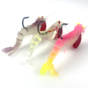 Esca Morbida a Forma di Gamberetto per <span class=keywords><strong>Pesca</strong></span>, Affondante in Piombo, Gamberetto in Plastica Luminescente <span class=keywords><strong>con</strong></span> Ami - Product Image 3