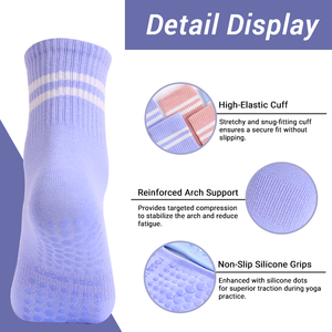 Chaussettes <span class=keywords><strong>de</strong></span> yoga antidérapantes personnalisées pour femmes, haute compression, tricotées, avec motif en tissu éponge et design antidérapant, à revers et semelle. - Product Image 4