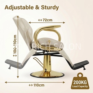 Sillón de Barbería Hidráulico Dorado de Lujo, Estilo Europeo, para Salón de Belleza, Peluquería, Estudio de Barbería - Product Image 4