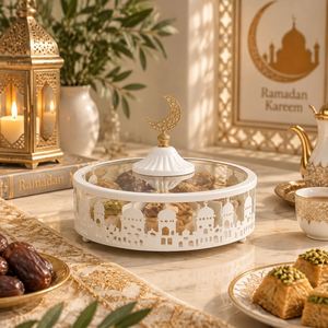 Nueva Bandeja de Hierro Decorativa para Mesa de Ramadán y Eid, para Servir Dátiles, Frutos Secos y Dulces, Adorno para Festividades Islámicas - Product Image 4