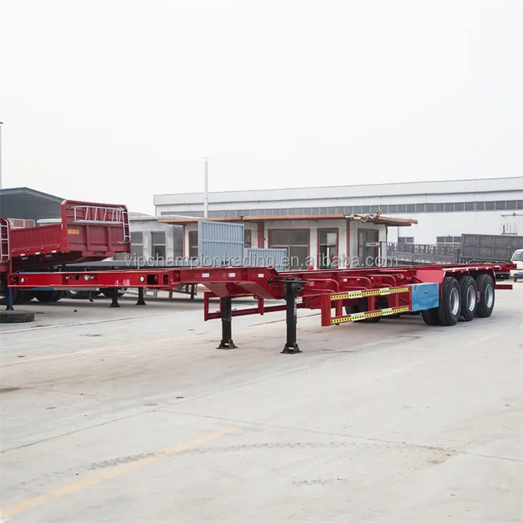 3 Axle 40ft 20ft skeleton semi trailer container chassis untuk kontainer suku cadang