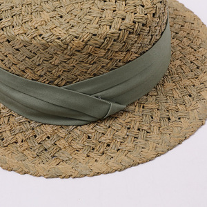 Chapeau de gondolier J455, chapeau de paille, <span class=keywords><strong>Venise</strong></span>, chauffe-chef pour conducteur de gondole, chapeau de soleil décontracté Fedora à calotte plate pour femme, idéal pour les voyages et les vacances - Product Image 6