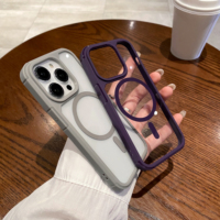 Étui de téléphone magnétique de luxe antichoc, cadre souple, coque arrière rigide en acrylique transparent pour iPhone 15 Pro Max 14 Plus Sam S24 Ultra