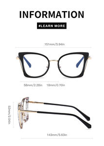Gafas Ópticas Partagas al por Mayor, Armazón de Metal TR90 con Bisagras de Resorte, Protección Anti <span class=keywords><strong>Luz</strong></span> <span class=keywords><strong>Azul</strong></span>, para Mujer - Product Image 6