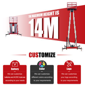 6-14 मीटर पोर्टेबल ऊर्ध्वाधर हाइड्रोलिक सीढ़ी मस्ट इलेक्ट्रिक मैन एल्यूमीनियम मिश्र धातु लिफ्ट प्लेटफॉर्म हवाई टेलीस्कोपिक मस्ट लिफ्ट - Product Image 2