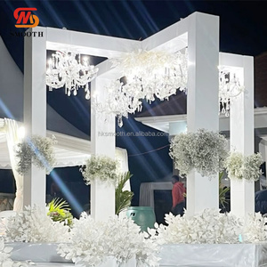 Chuppah de mariage en plein air lisse, salle de banquet, mandap moderne, porte en métal blanche, grande porte en forme de croix, arche de mariage, décoration de fond - Product Image 3