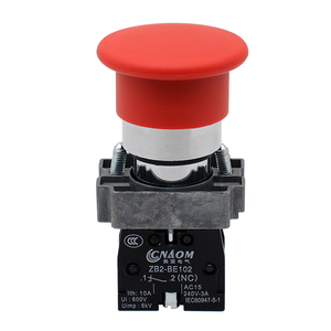 Interrupteur à bouton-poussoir métallique d'arrêt d'urgence plat, à réinitialisation automatique/bloquant, rouge, modèle BC42 One NC, populaire - Product Image 1