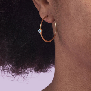 CANNER S925 Pendientes de Aro Grandes de Plata de Ley con Turquesa y Circonita en Forma de Pétalo, 25mm, Joyería para Mujer - Product Image 5