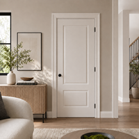 Puerta Interior de Madera Sólida de 2 Paneles con Núcleo Sólido, Imprimada en Blanco, para Casa, Dormitorio, Sala de Estar, Oficina, Pasillo, Puerta Moldeada Residencial