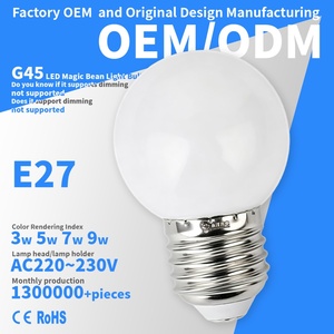 Lámpara LED G45 Magic Bean, Bombilla E27 AC220~240V, Sin Atenuación, Pantalla de Plástico Transparente, Índice de Reproducción Cromática Ra80, Ahorro de Energía - Product Image 1