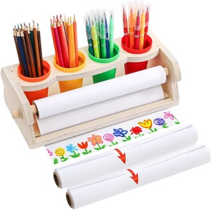 Wooden Desktop <b>Drawing</b> Paper <b>Storage</b> Rack With Pencil Holder For Kids Art Supplies And Kindergarten Painting Tools - Product Image 5