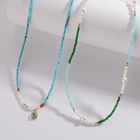 Nouveau chaud Imitation perle accessoires Zircon pendentif à breloques Turquoise perlé femmes mode bijoux colliers