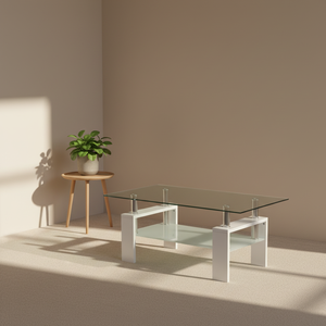 Tavolino moderno nordico piano in vetro temperato trasparente Design contemporaneo per soggiorno Coffeehouse - Product Image 5