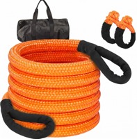 Corde de récupération cinétique 1 po x 30 pi, 36 000 lb, avec 2 manilles souples, kit de récupération tout-terrain pour camions, SUV, UTV, ATV, tracteurs, voitures, Jeeps