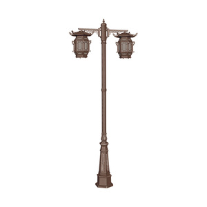Brown Dual Head <b>Landscape</b> Street Light 3500K Warm White AC 220V IP66 Solar-Powered Aluminum Alloy 10-Year Warranty <b>Lighting</b> - Product Image 4
