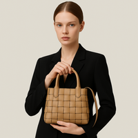 Tas Selempang Kulit Asli Premium Anyaman Kulit Unta Mewah, Tali Bahu Dapat Disesuaikan, Model Vintage Fashion Terbuka