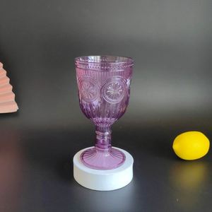 Vintage Plastic 380ml Unbreakable Stemmed <b>Wine</b> <b>Goblet</b> Floral Embossed Reusable Party Tableware - Product Image 2