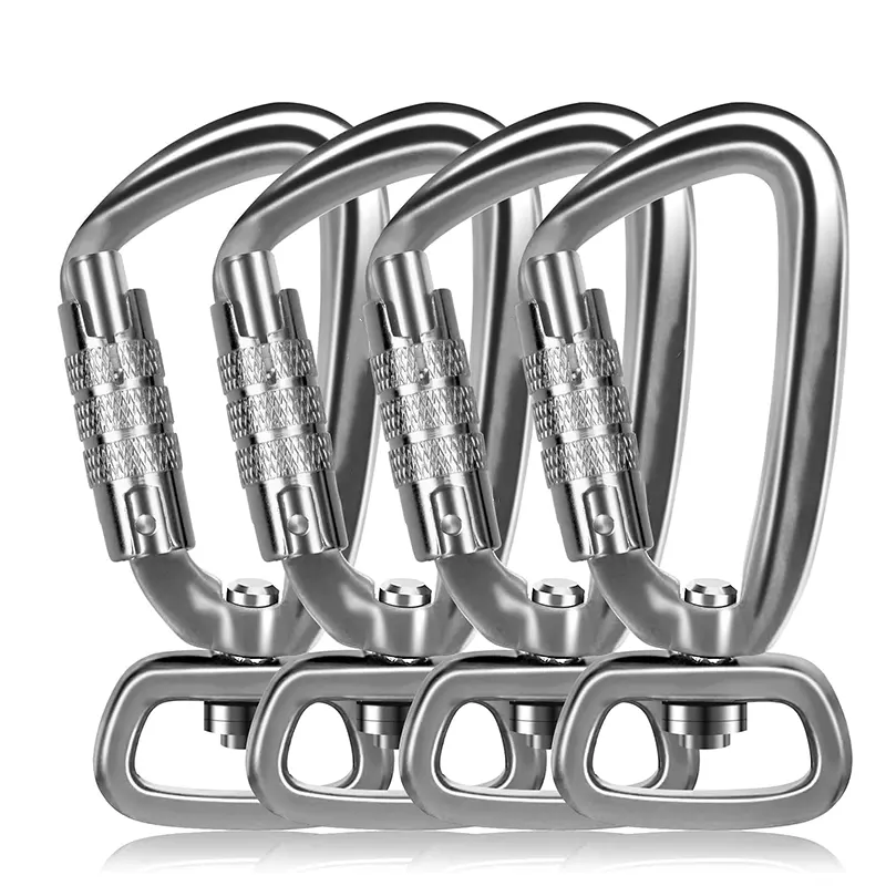 Pabrik Harga Murah 4KN aluminium Aloi putaran bulat gerbang mengunci Snap putar Carabiner untuk tali anjing