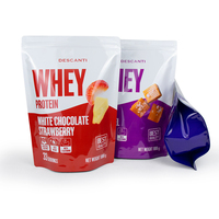 Sachets individuels refermables en PE pour poudre nutritionnelle, mini-sachets en aluminium à fermeture éclair pour échantillons de boissons et suppléments sportifs