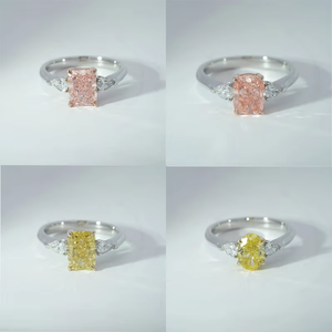Bague de fiançailles Starsgem Diamante Luxury Fancy Shape à trois pierres en diamant de laboratoire plaqué or blanc 10 carats, bague tendance en diamant - Product Image 5