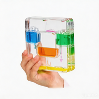 Minuteur créatif bicolore en acrylique en forme de carré, avec mouvement d'huile liquide, jouet pour la maison, le bureau, la chambre, cadeau d'anniversaire