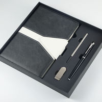 Set de Cuaderno de Negocios de Lujo con Logotipo Personalizado, Tamaño A5, Tapa Dura, Cosido con Hilo, Cuaderno, Bolígrafo, Recambio, Kit USB para Regalos Corporativos