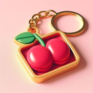 Venta al por mayor personalizado diseño a granel moda oro PVC suave goma Rosa cereza llavero para bolsa - Product Image 4