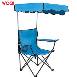Chaise pliante d'extérieur Woqi avec auvent pare-soleil bleu ciel en aluminium et tissu Oxford pour jardin et camping - Product Image 1