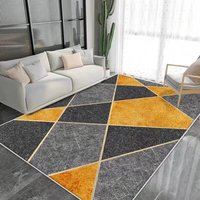 Tapis moderne à motif géométrique en polyester, à poils courts et doux, antidérapant, résistant aux taches, adapté aux animaux domestiques, pour salon et voyage