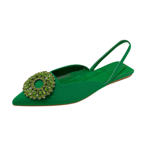 Nouvelles sandales plates à boucle ronde 2023 pour mariée, avec strass, talon plat antidérapant, style doux et élégant, pour l'été et l'automne - Product Image 6