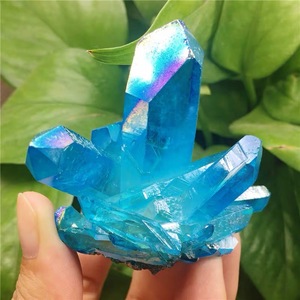 Placa electrochapada de cristal azul de alta calidad, drusa de cristal geoda de titanio Aura, venta al por mayor - Product Image 2