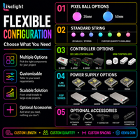 Guirlande lumineuse à billes LED UL 360 degrés RGB DMX512 UCS2903 SMD3535x6 DC24V IP67 50mm pour scène, matrice 3D, OEM ODM