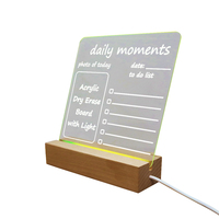 Panneau de Message personnalisé clair Note de bureau mémo acrylique effaçable à sec coloré LED panneau d'éclairage avec support acrylique affichage led