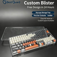 Bandeja de plástico PET transparente personalizada para blíster, moldeada al vacío, para almacenamiento y embalaje minorista de teclas de teclado mecánico