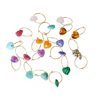 Boucles d'oreilles en forme de cœur pour femmes, pendentif en pierre naturelle, plaqué or, œil de tigre jaune