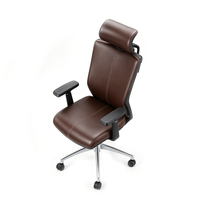 Fauteuil de Direction Ergonomique Moderne en Cuir de Vachette avec Accoudoirs 3D pour Bureau de Chef