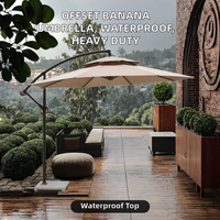 Parasol banane dépliable avec ventilations, double toit, mât latéral en fer robuste, design moderne, imperméable, mobilier d'extérieur