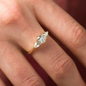 Anillos de compromiso de plata esterlina 925 hechos a mano con tres diamantes creados en laboratorio, regalo de boda, producto a granel - Product Image 6