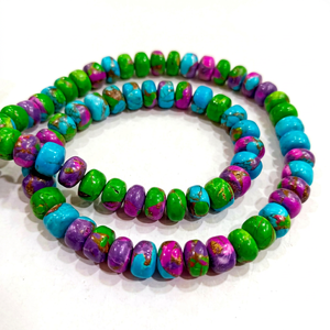 Perles rondes en turquoise bleu violet naturel, lisses, 8 mm, vendues par brin de 8 pouces de long - Product Image 1